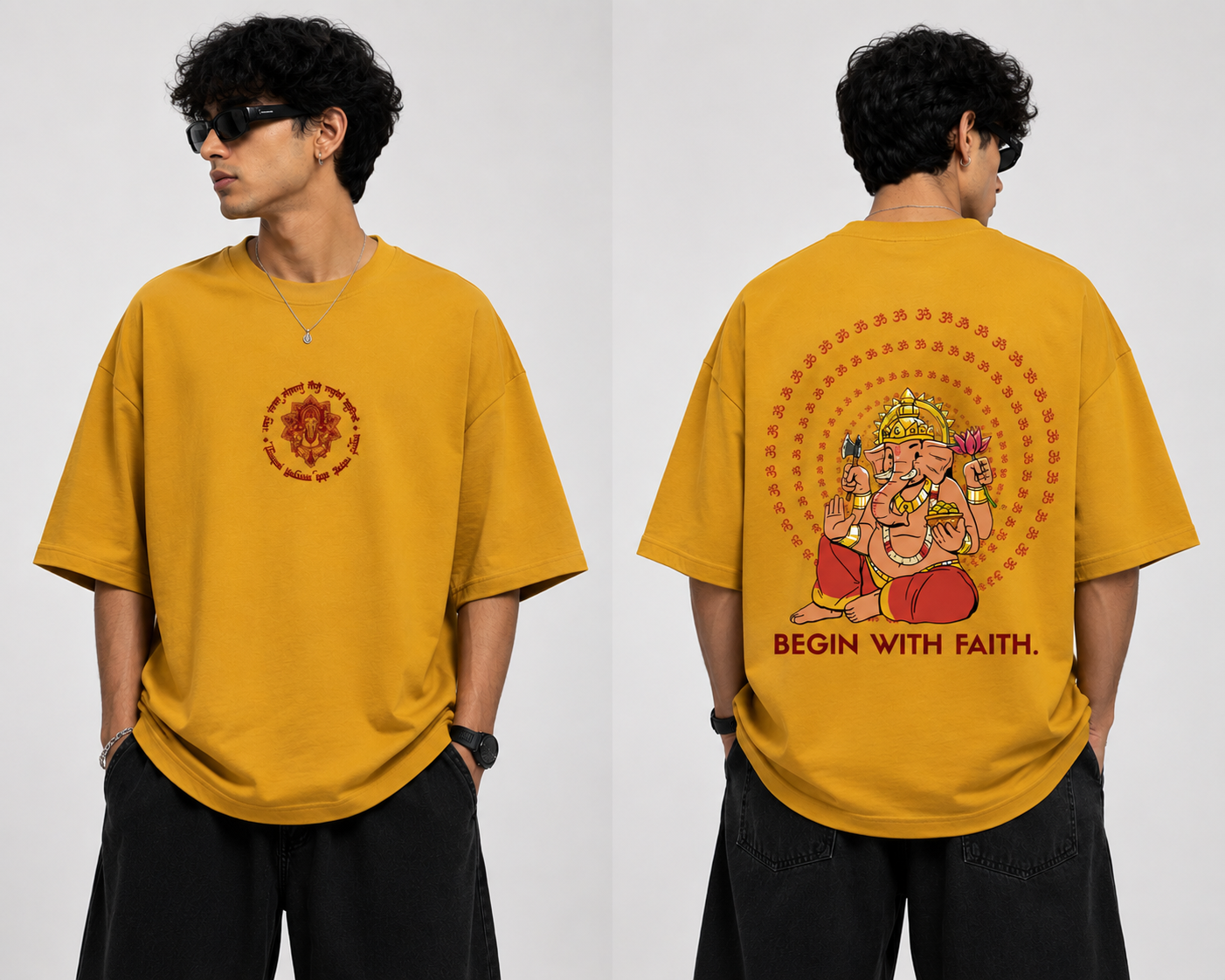 Begin With Faith – Lord Ganesha Oversized T-Shirt
