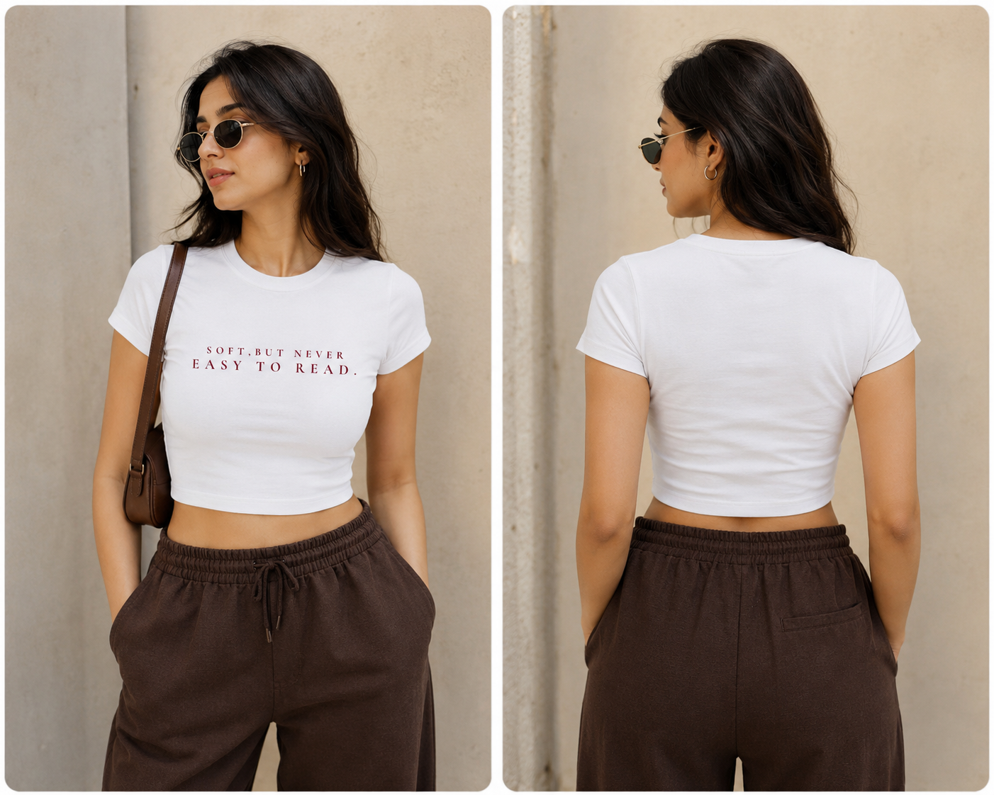 Soft, But Never Easy to Read – Women’s White Crop Top