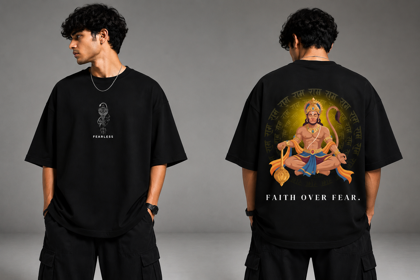 Fearless Hanuman – Faith Over Fear Oversized T-Shirt