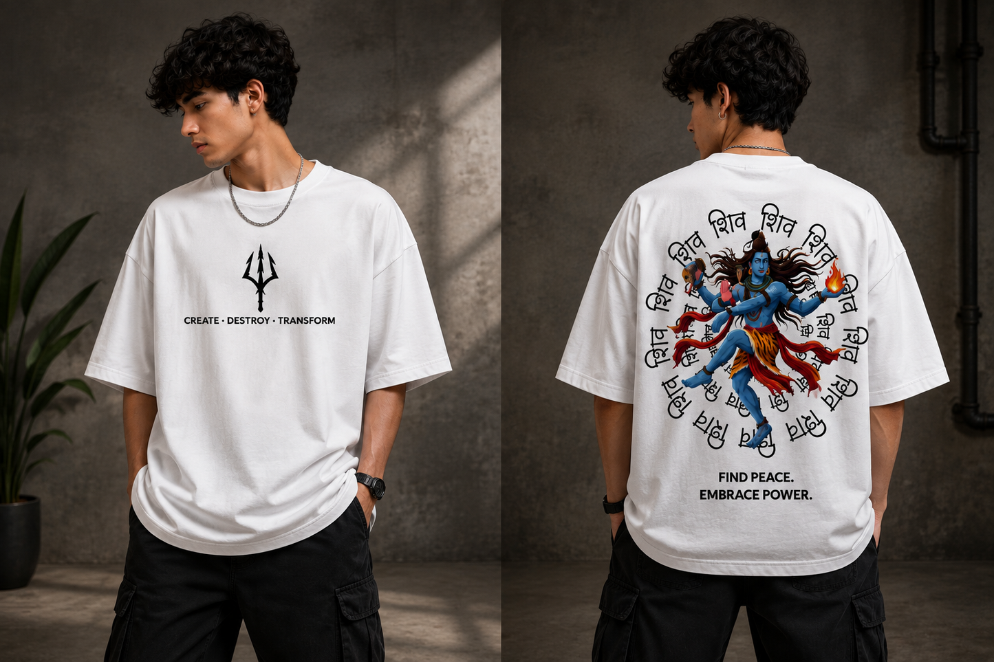 Create • Destroy • Transform – Shiva Oversized T-Shirt