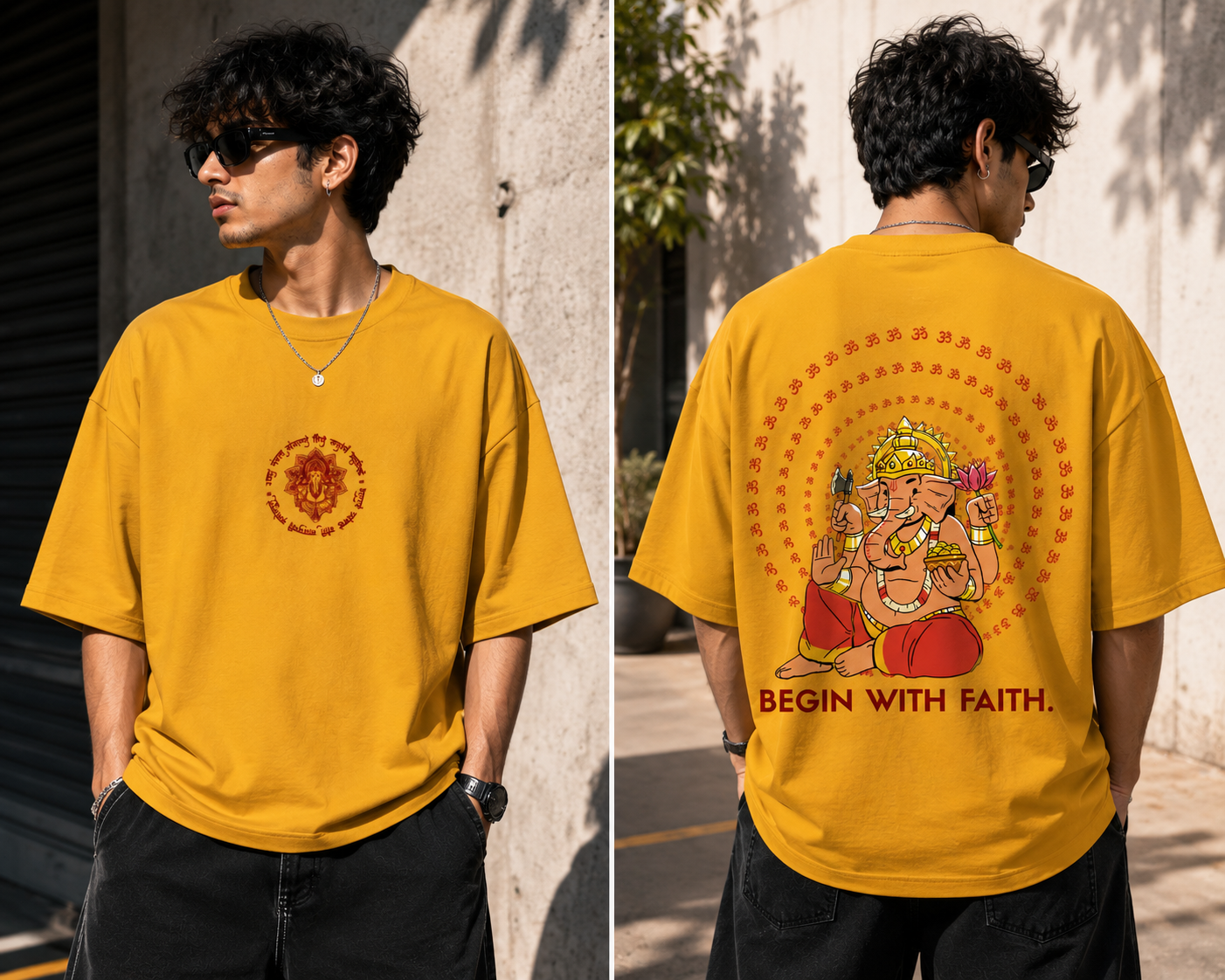 Begin With Faith – Lord Ganesha Oversized T-Shirt