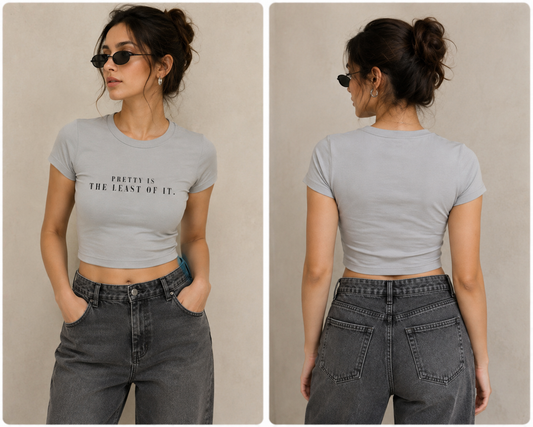 Pretty Is the Least of It – Women’s Grey Crop Top