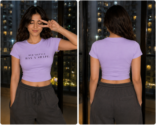 Her Silence Has a Shape – Women’s Lavender Crop Top
