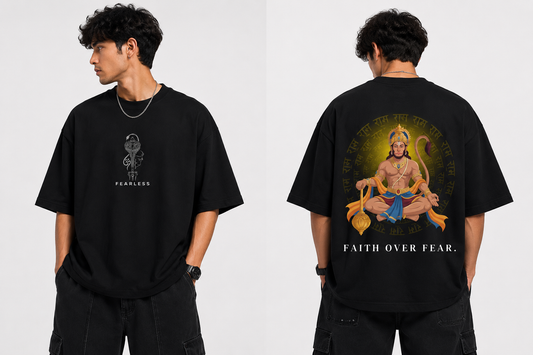 Fearless Hanuman – Faith Over Fear Oversized T-Shirt